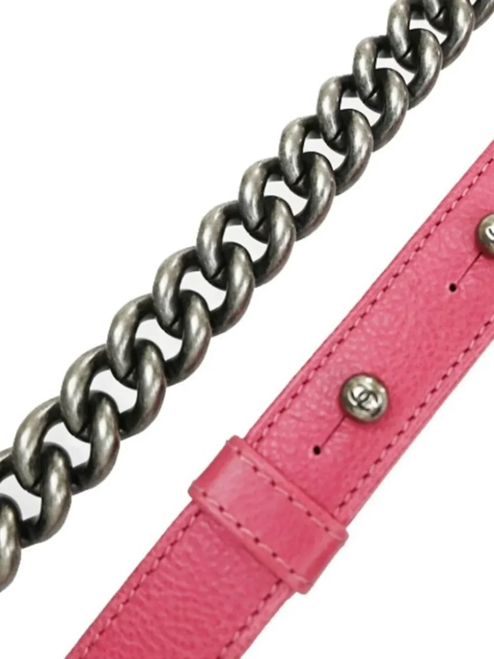 CHANEL CC Boy Chain Shoulder Bag Leather Pink SHW Italy